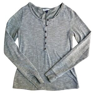 Women's Olive Green Henley Button Shirt Size Medium by Universal Thread Y2K Soft